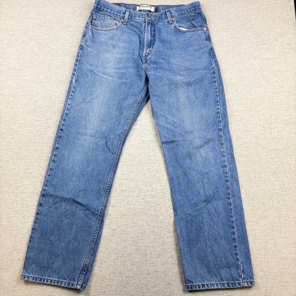 Vintage Levis 505 Mens 36x32 Light Distress Jeans Thigh Faded Festival Denim